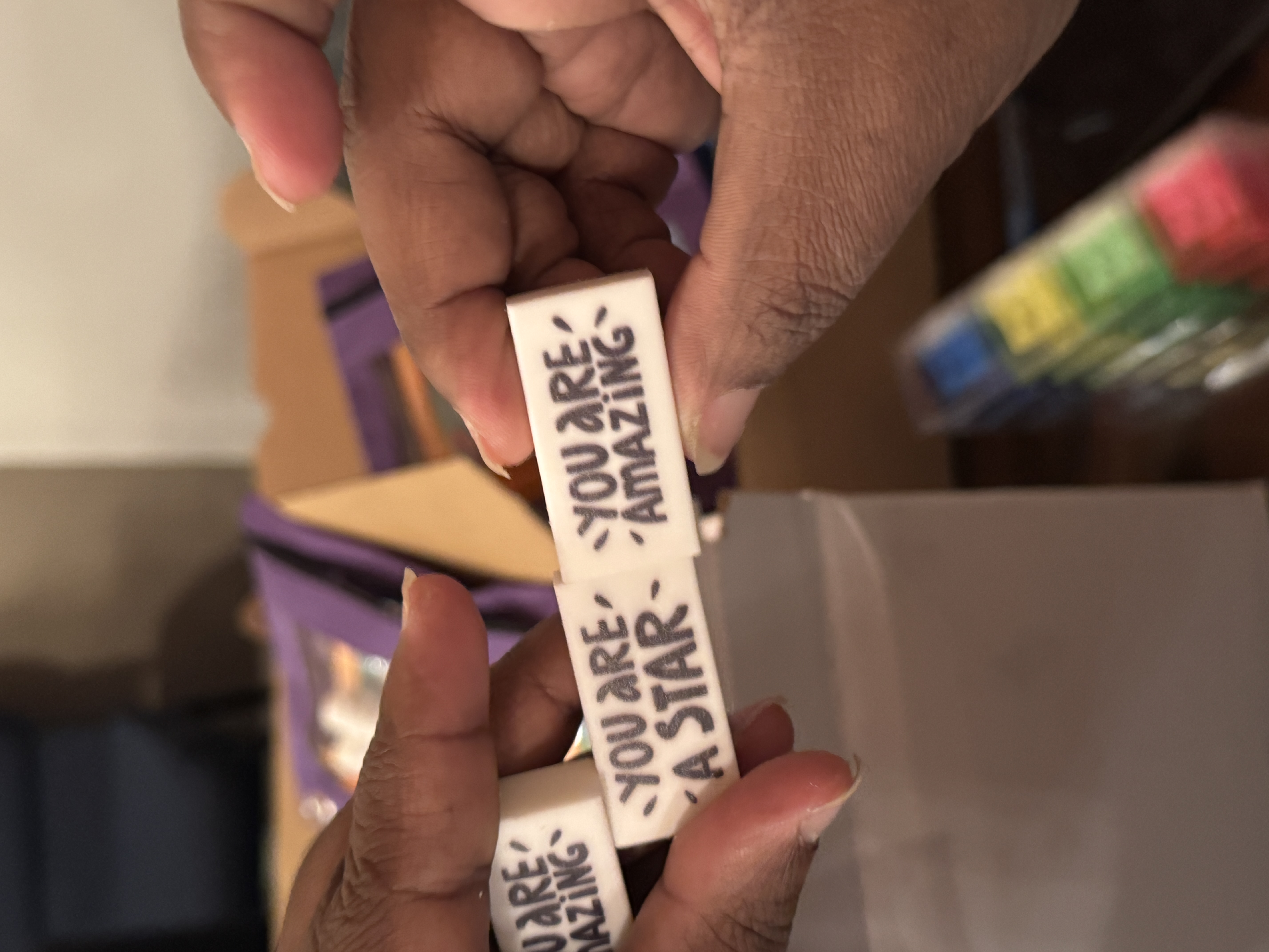 Encouraging supplies prepared for students at the Back-to-School event.
